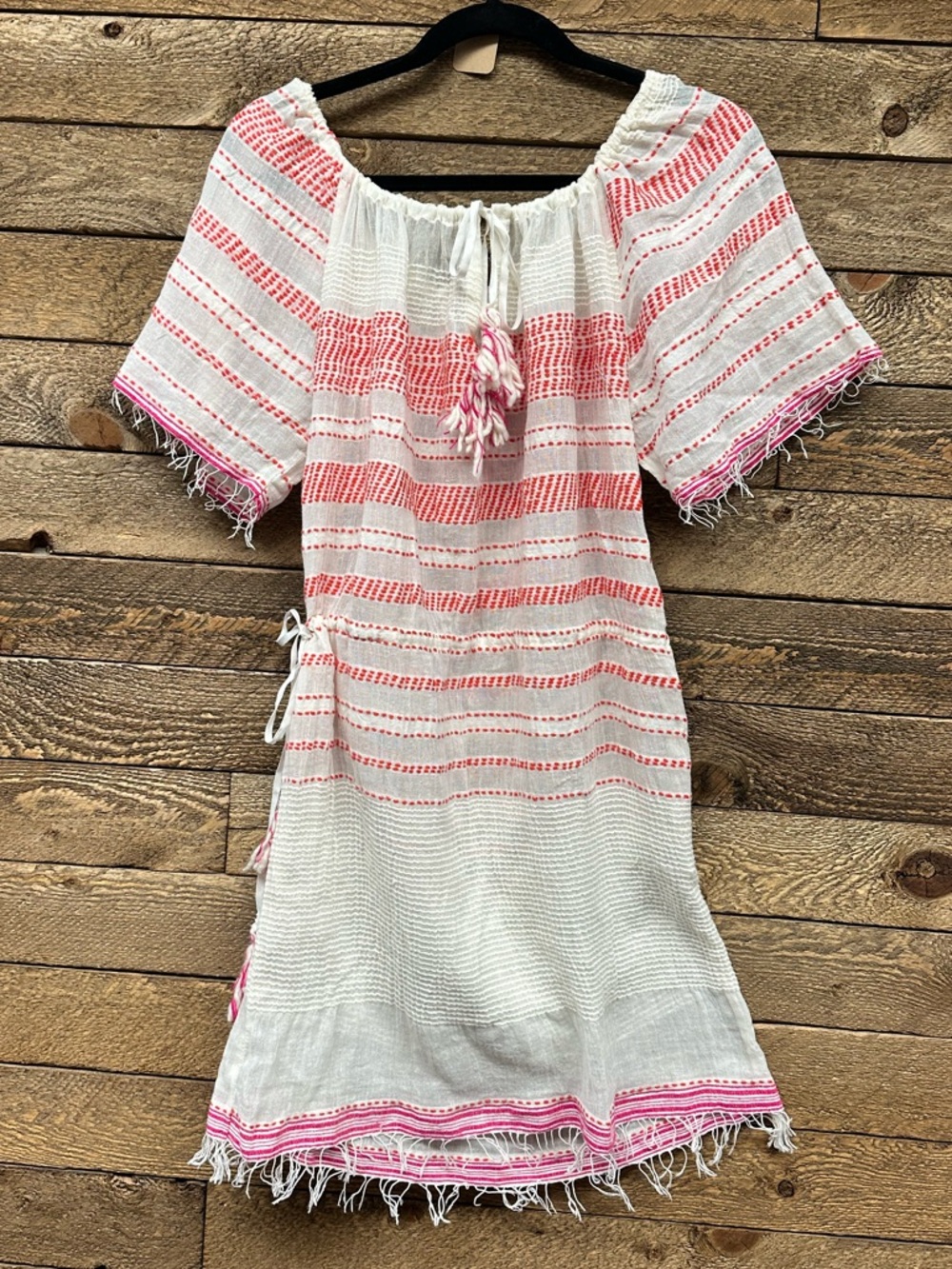 Lemlem Striped Tassel Cover-Up Dress Size M Pink & White Boho - Picture 2 of 8